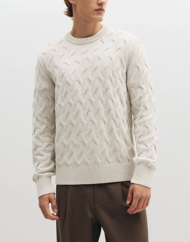 Slmcarlos Ls Cable Crew Neck Noos Stickade tröjor