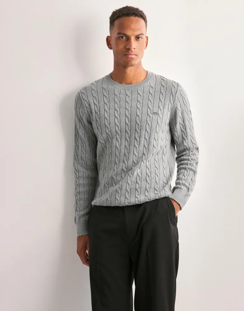 Gant Cotton Cable Crew Gant Jumper Grey Buy Gant COTTON CABLE C