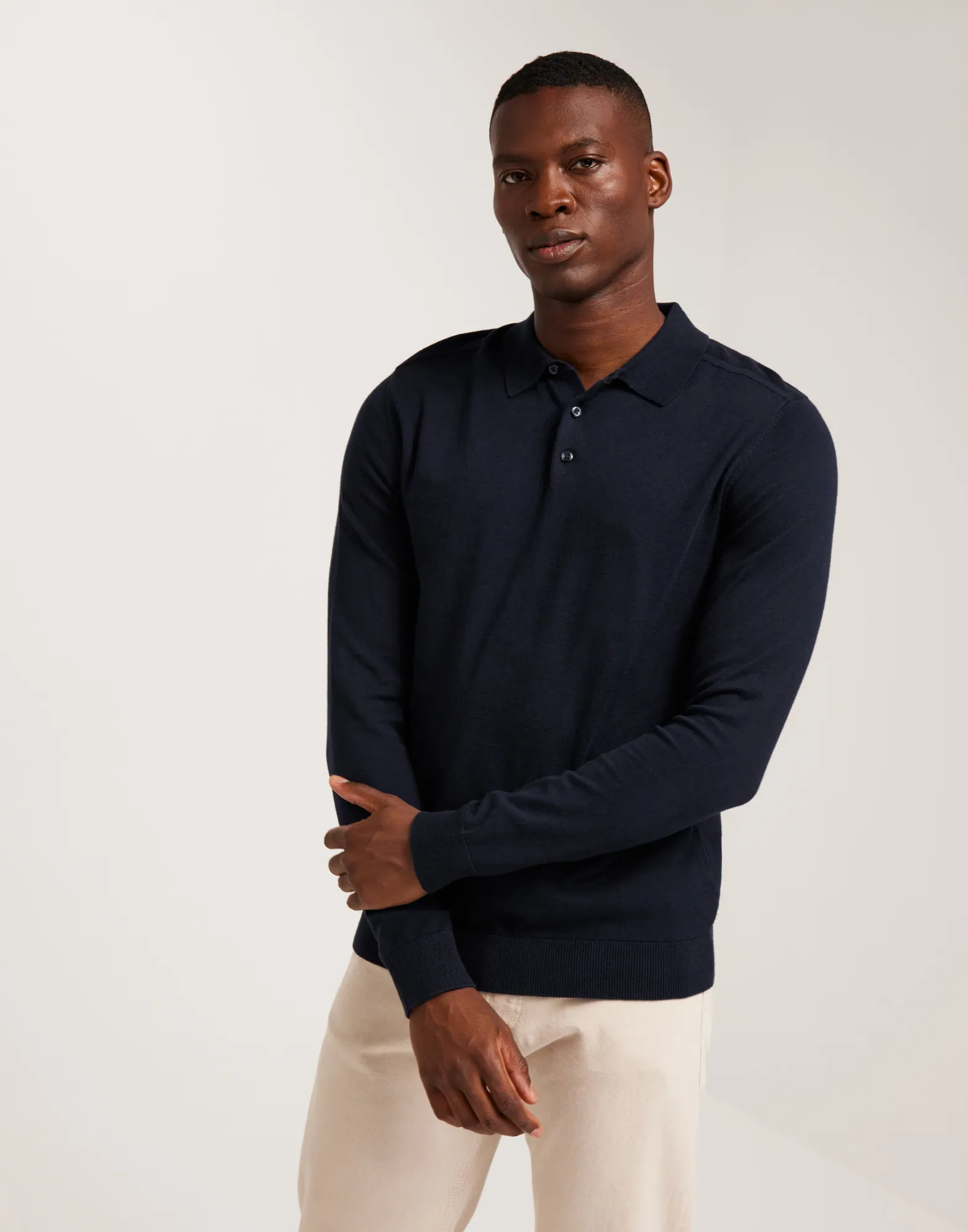 SLHBERG LS KNIT POLO NOOS