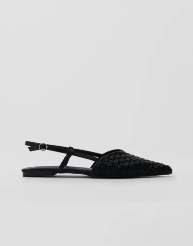 Nelly - Sort - Pointy Braided Slingback