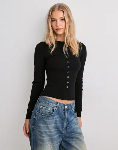 Nelly - Sort - Button Knit Cardigan