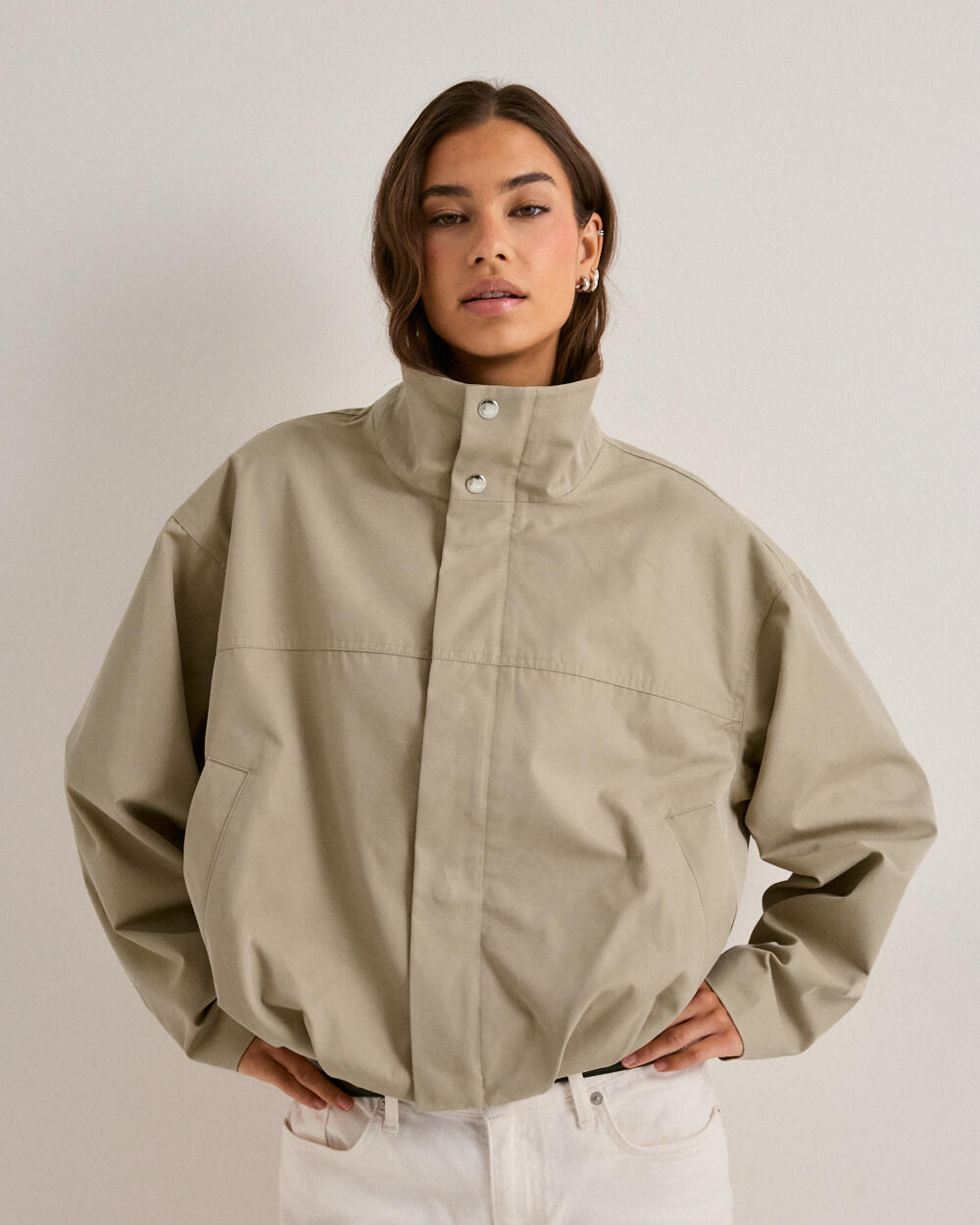 ジャケット・アウター N/07 ANATOMY HIGHNECK COAT Buy Gina Tricot High neck short jacket - Kahki | Nelly.com