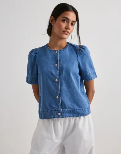 Only - Blå - Onlastra Ss Dnm Shirt Qyt