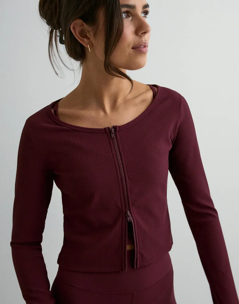 Aimn Ribbed Performance Zipped Cardigan dam – bild 3
