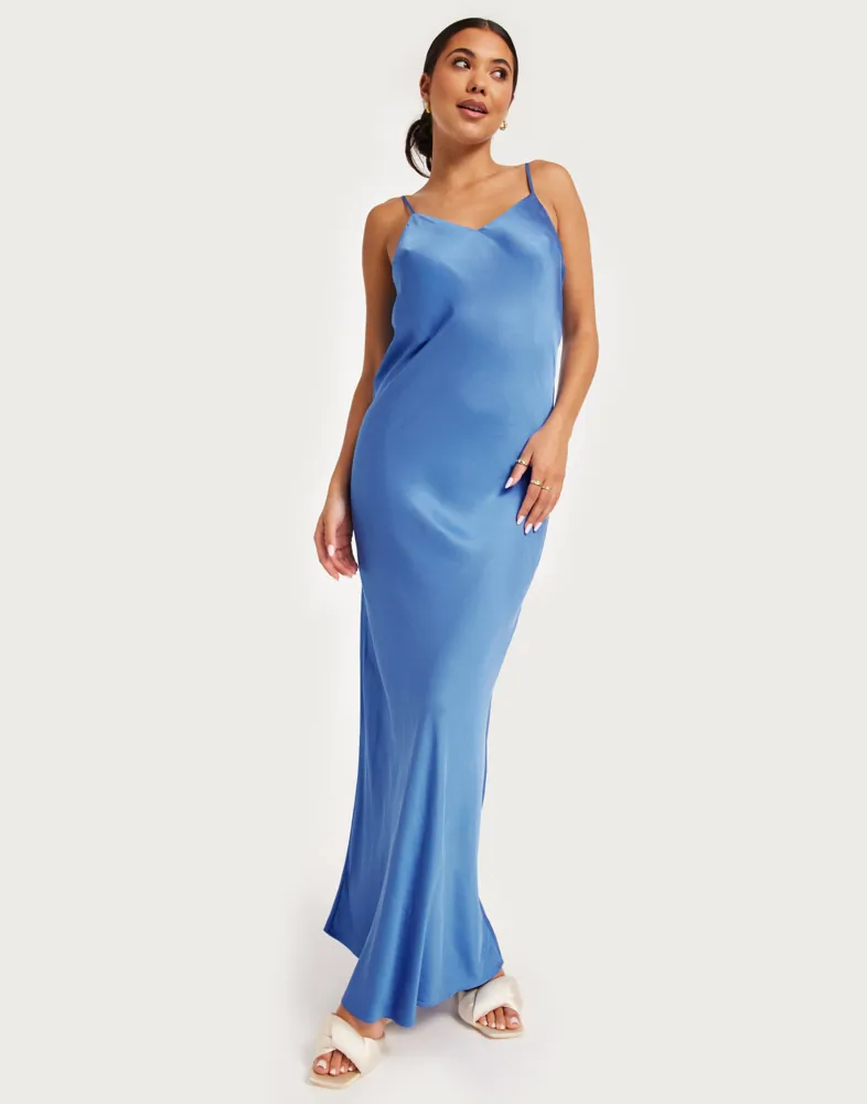 selected femme silk dress SLFTHEA ANKLE SATIN STRAP DRESS B