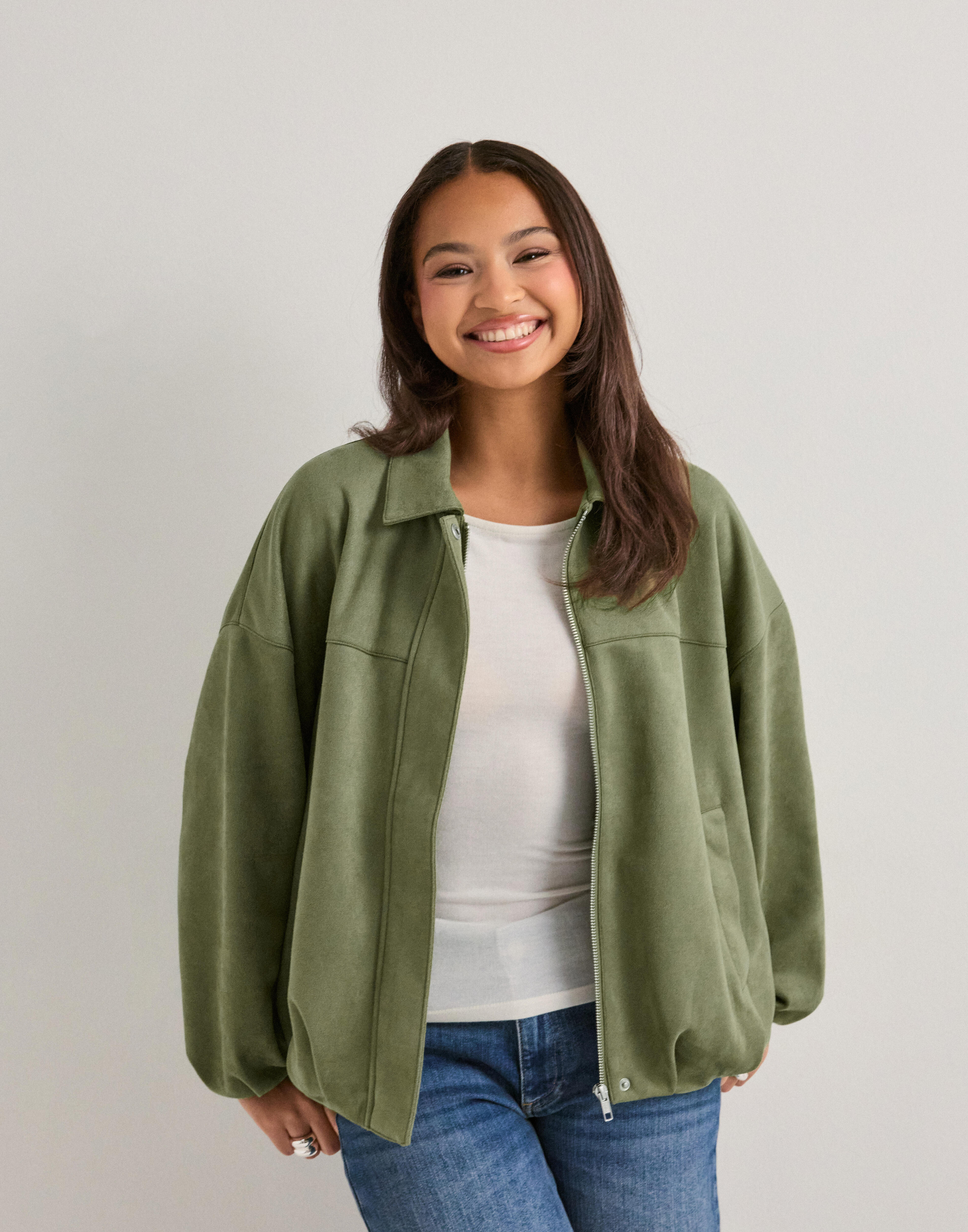 Buy Nelly Puffy Pleat Brushed Jacket - Green | Nelly.com