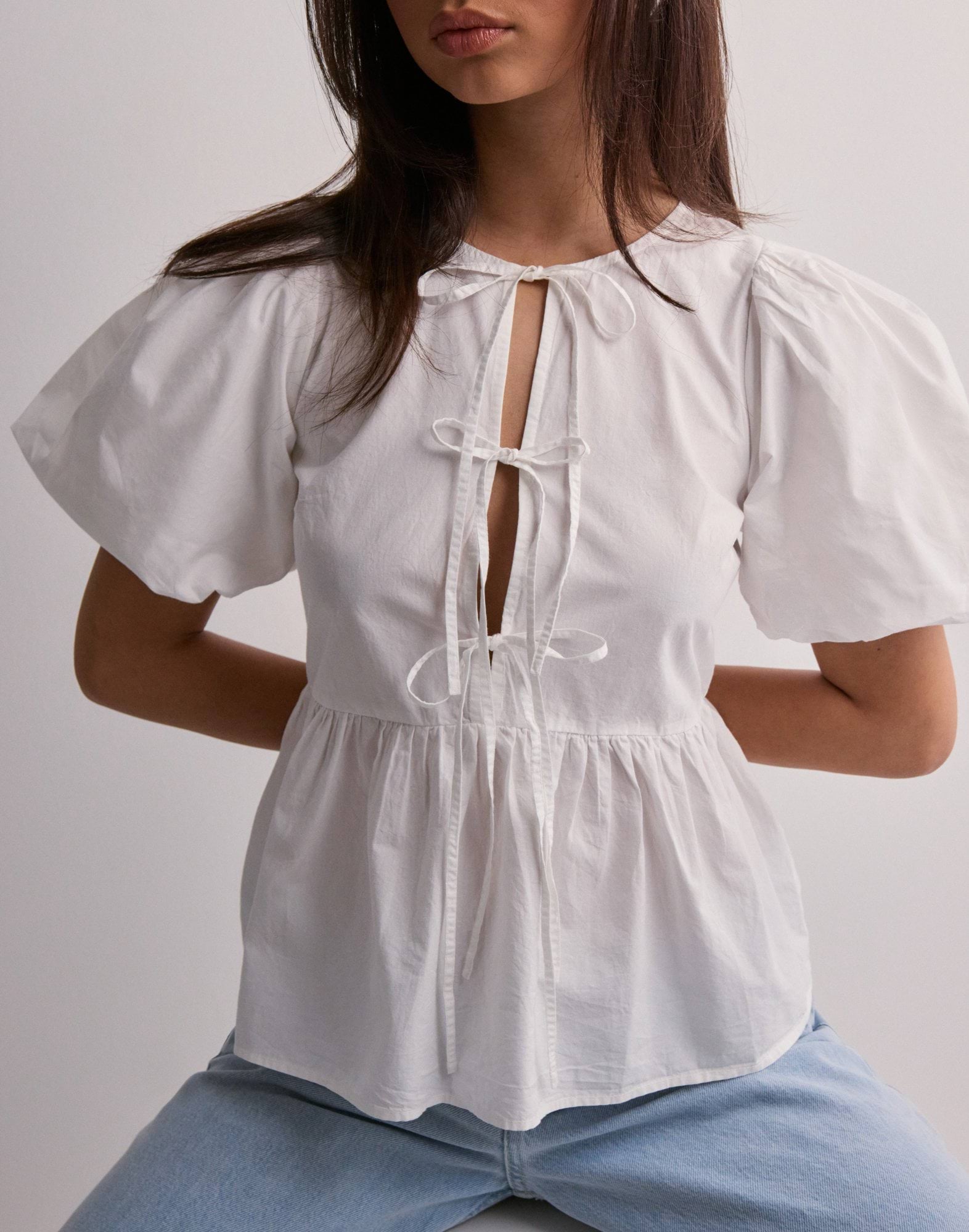 Buy Nelly Bow Puff Sleeve Blouse - White | Nelly.com