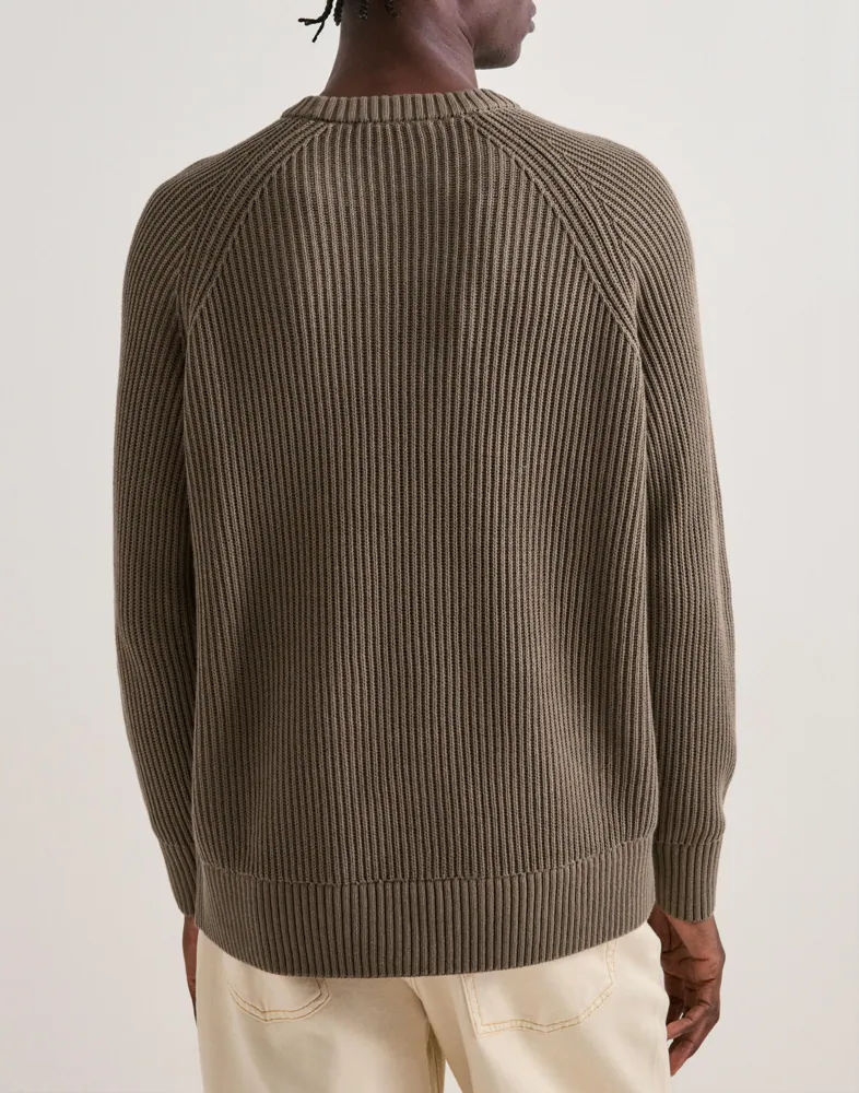 Selected Men Slmbraun Knit Rib Crew Neck Noos Stickade tröjor herr – bild 3