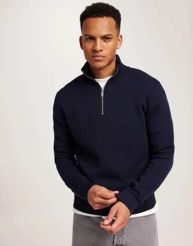 Selected Men Slhdane Ls Knit Structure Half Zip Half zip stickade tröjor herr – bild 2