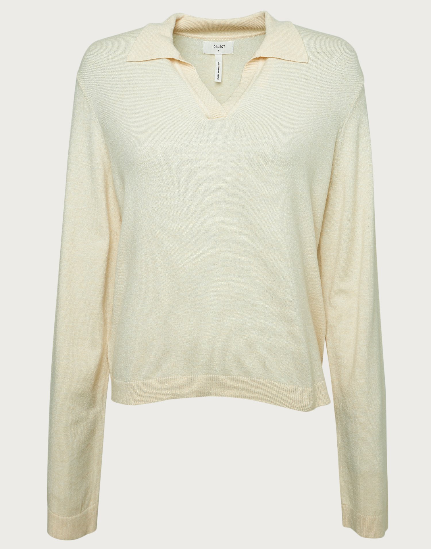 Object Collectors Item - Beige - Objthess L/S V-Neck Knit Polo Noos