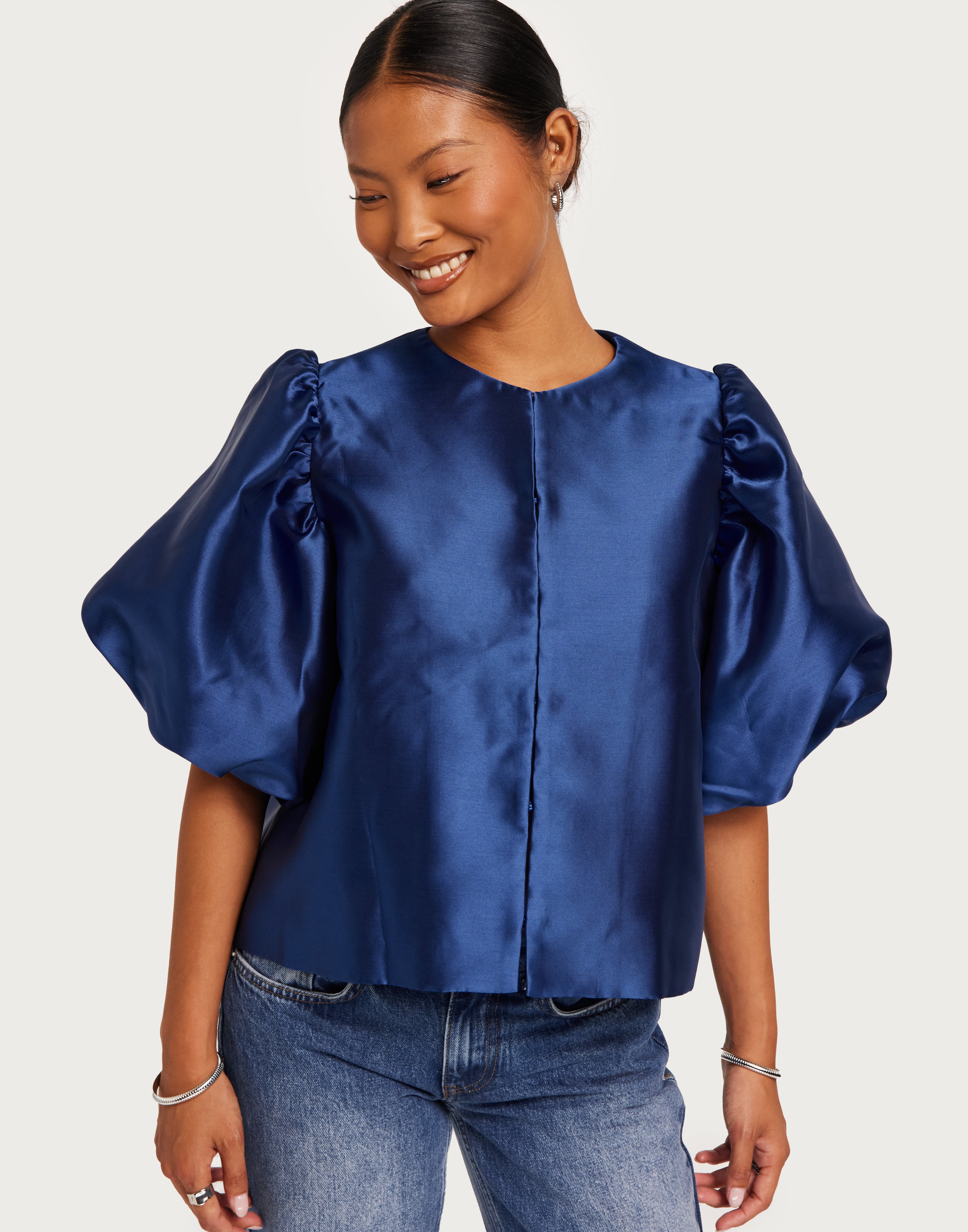 Buy Malina Cleo pouf sleeve blouse - Indigo | Nelly.com