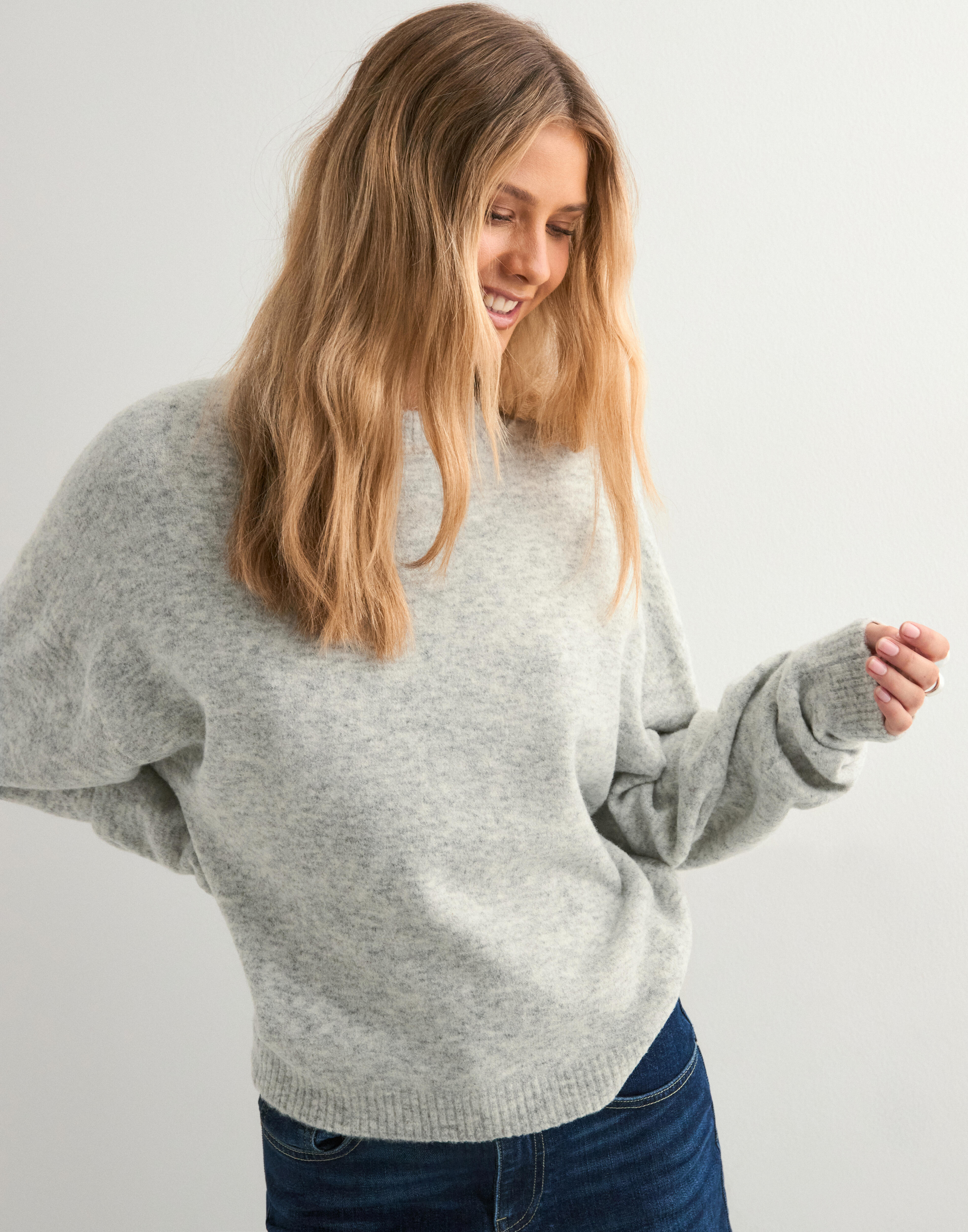 Buy Nelly Sleeve Focus Knit Sweater - Light Grey | Nelly.com