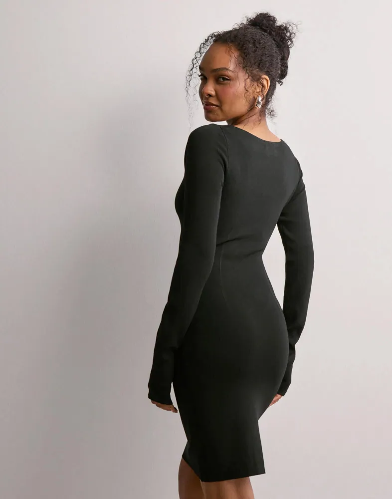 short fitted black dress Short Party Dress with Ruffled Shoulders Black / XSmall main image 1
