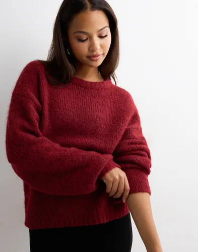 Nelly - Rød - Fuzzy Knit Sweater