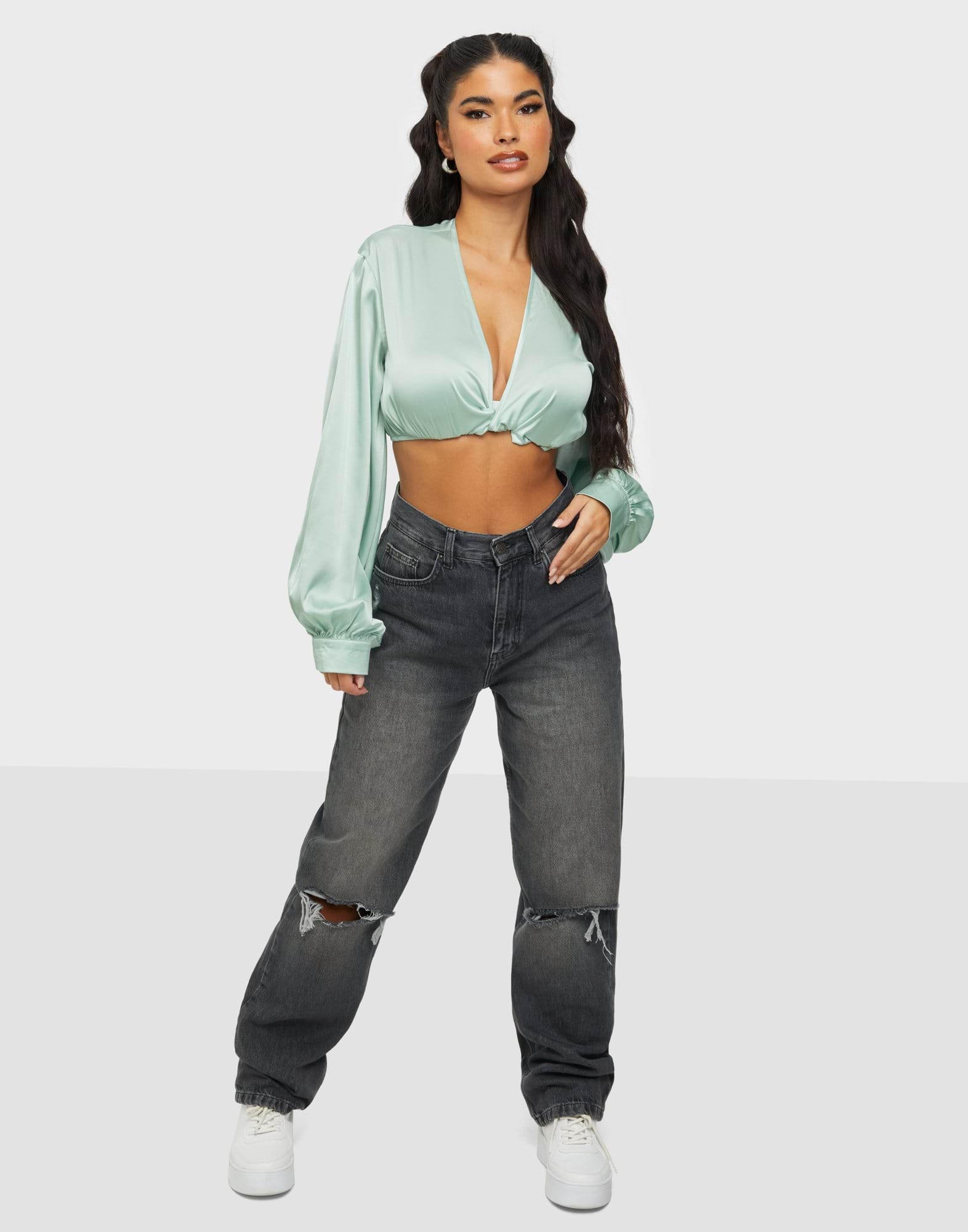 Coord Twist Front Crop Satin Top