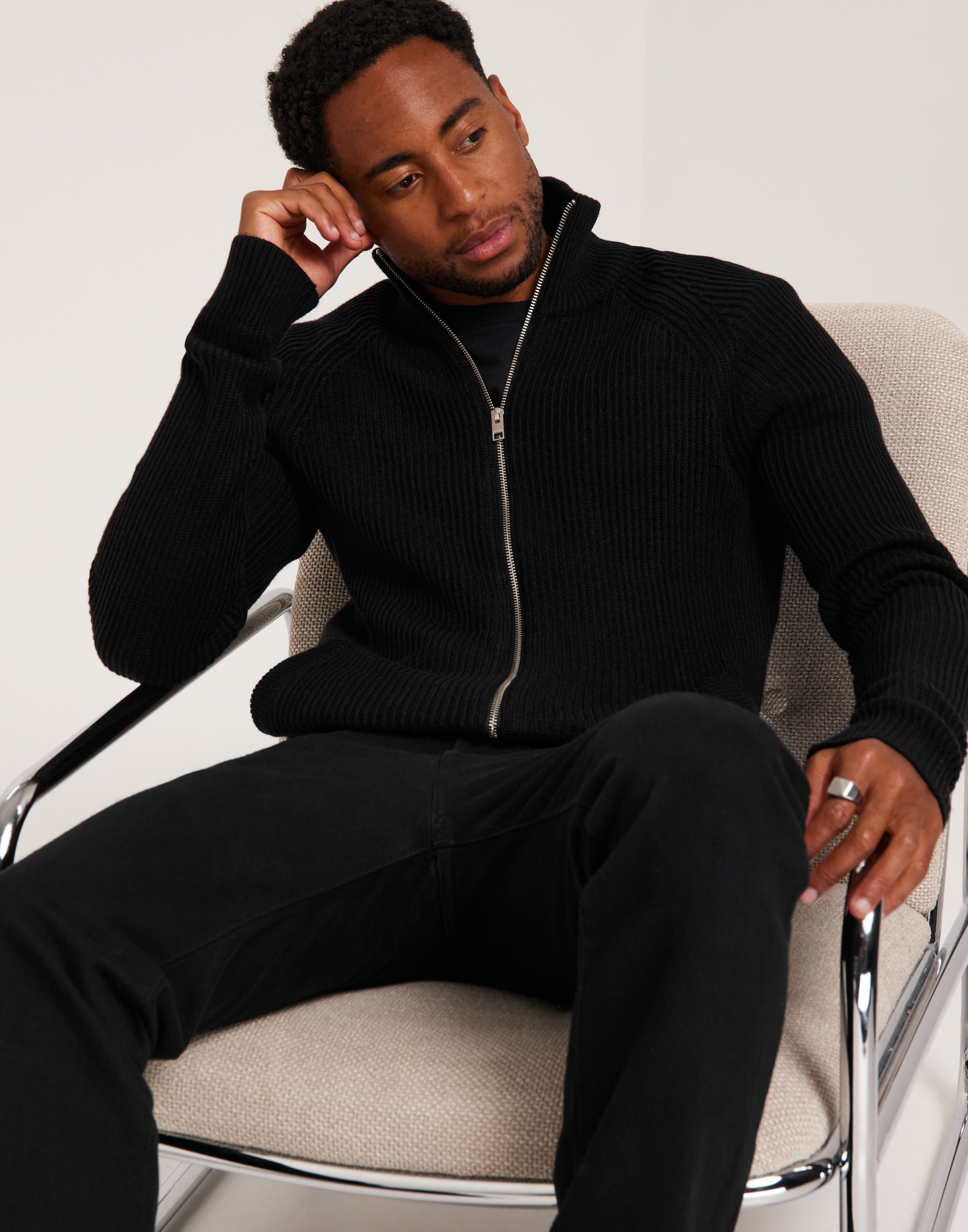 Buy Jack & Jones JJPANNEL KNIT ZIP CARDIGAN AW23 - Black | NLYMAN