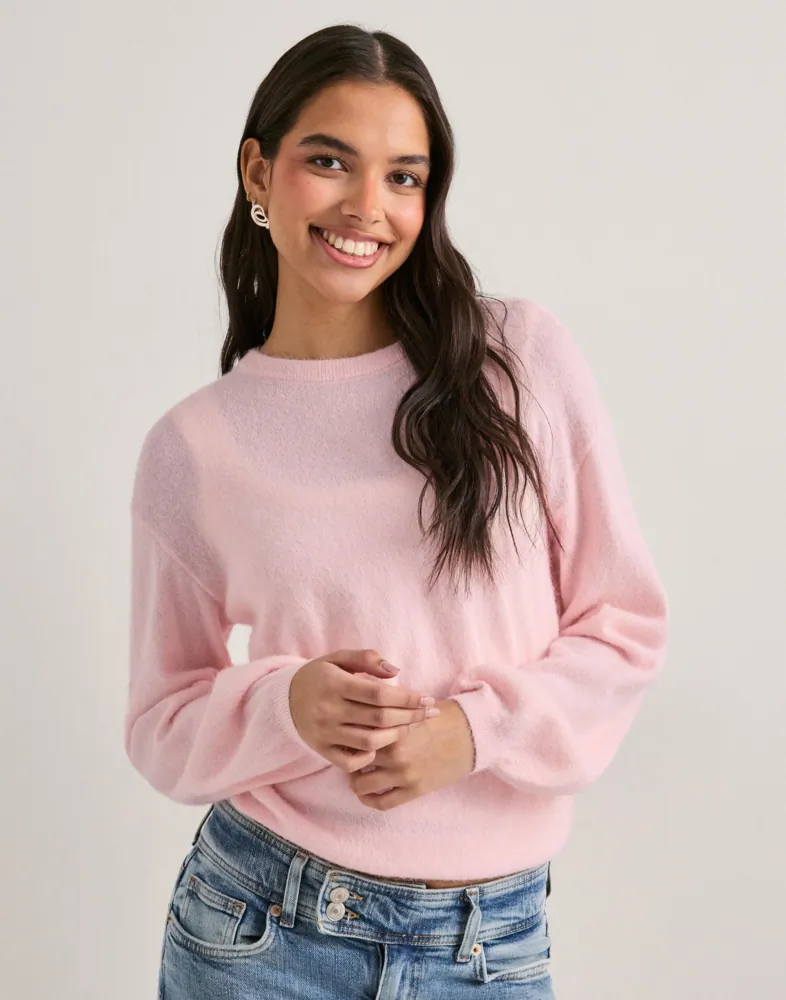 PIECES Dames Pcnolo Ls O-Neck Knit Mm Bc Pullover, Cloud Dancer/Stripes: Roseate Spoonbill Multi, XL