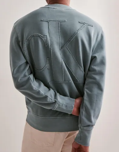 Blå sweatshirt från Calvin Klein Jeans med rund hals och ribbade muddar