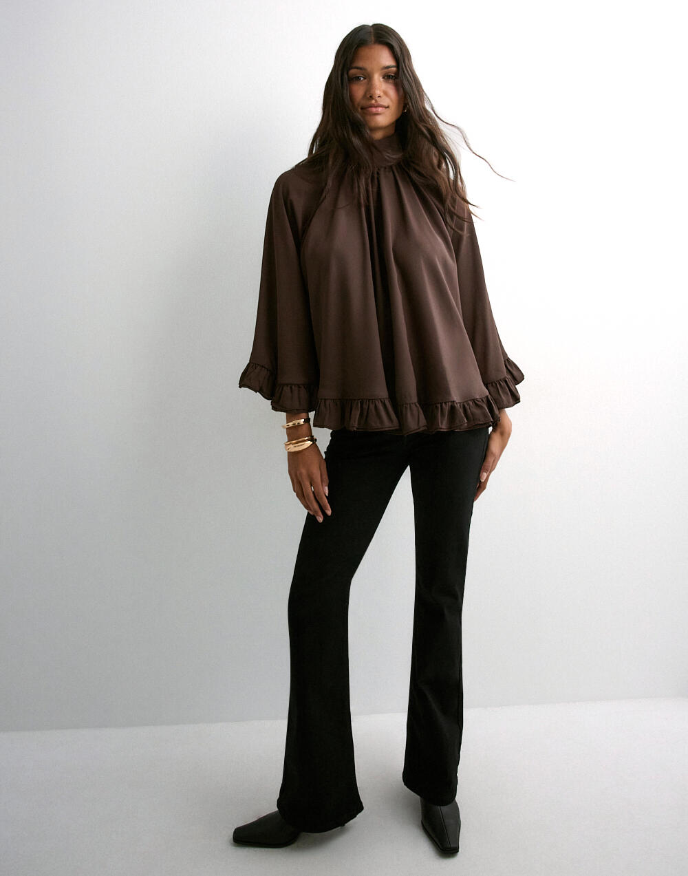 Buy Malina Esti Chiffon Cape Blouse - Chocolate | Nelly.com