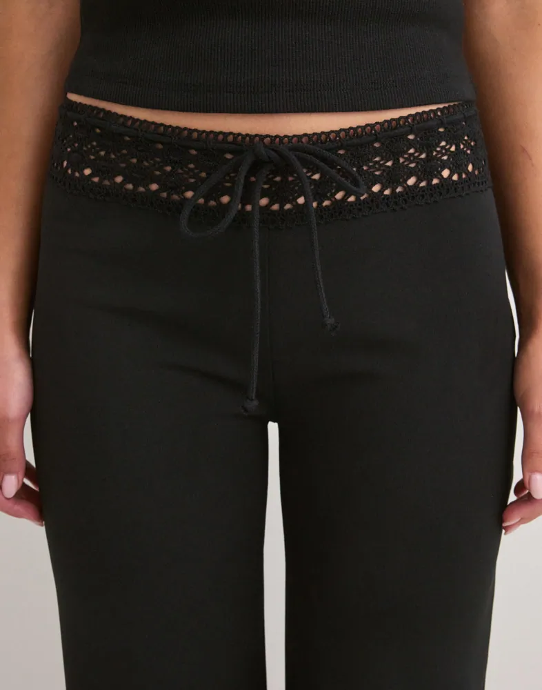 Nelly Crochet Waist Crepe Pants byxor dam – bild 2