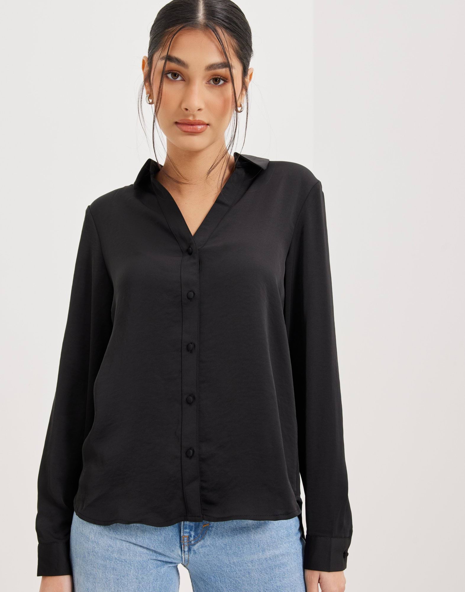 Pieces - Pcflora Ls Denim Shirt - 4930956 Dark Blue Denim