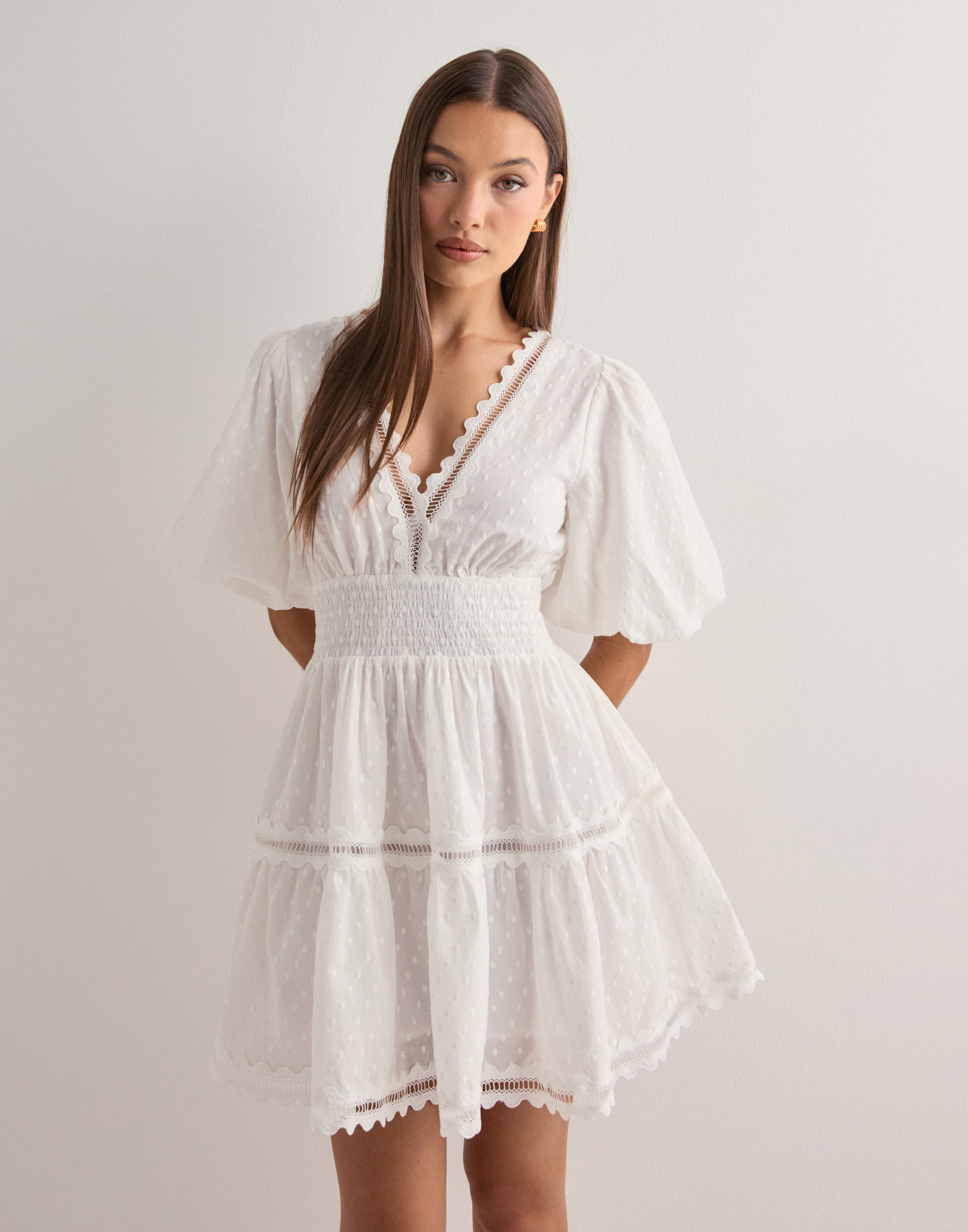 knee length dresses for ladies Octavia Mini Bow Dress In White – Elliatt
