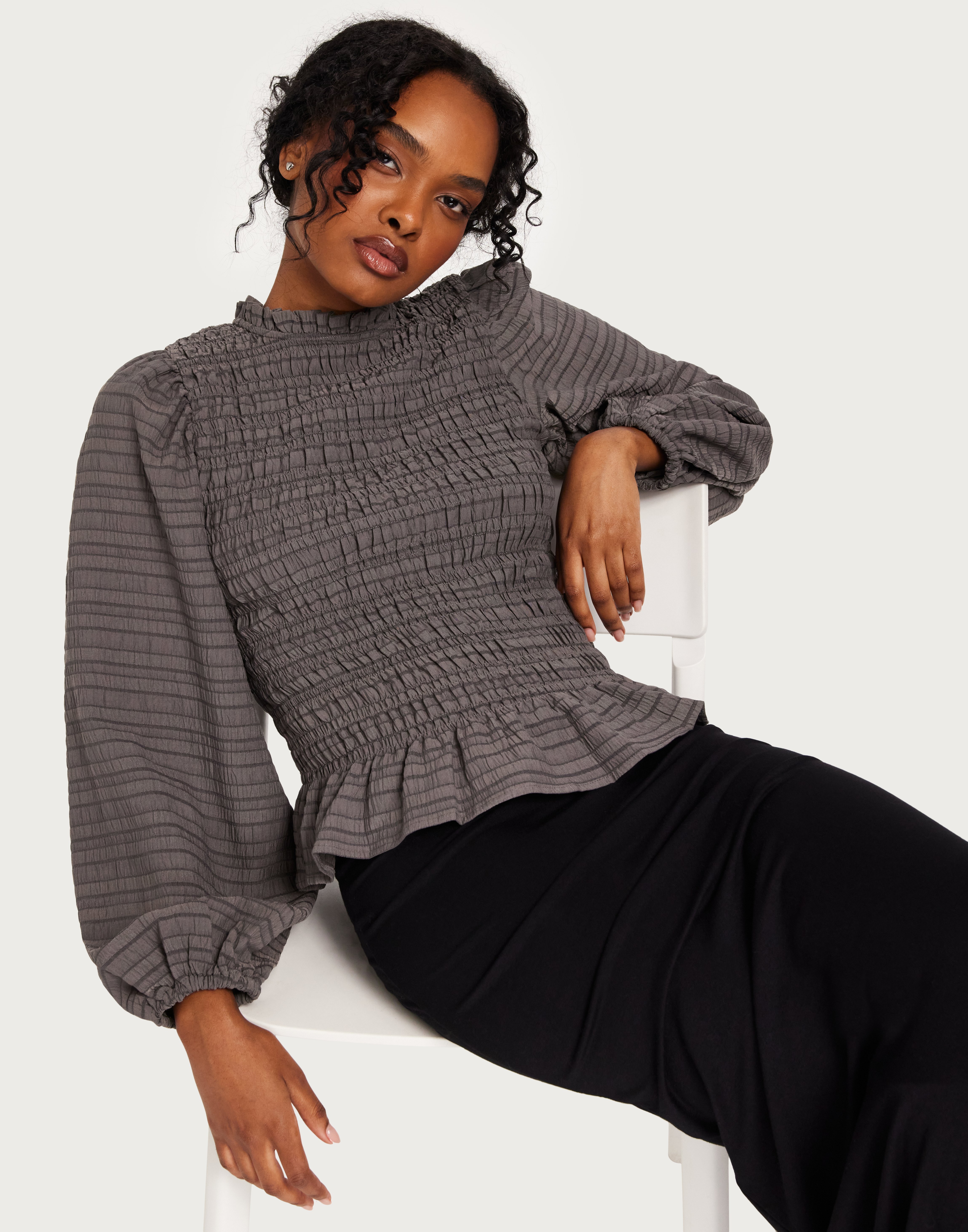 long sleeve smock top