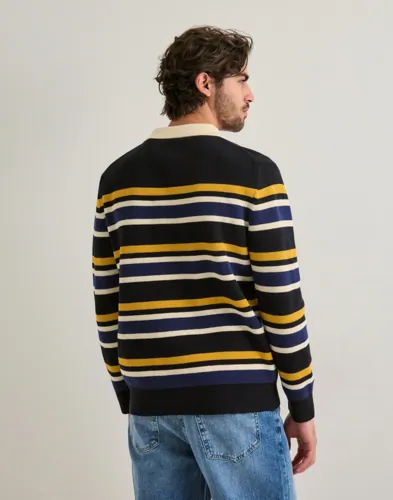 Gant Striped Cotton Rib Polo Långärmad piké pikéer herr – bild 2