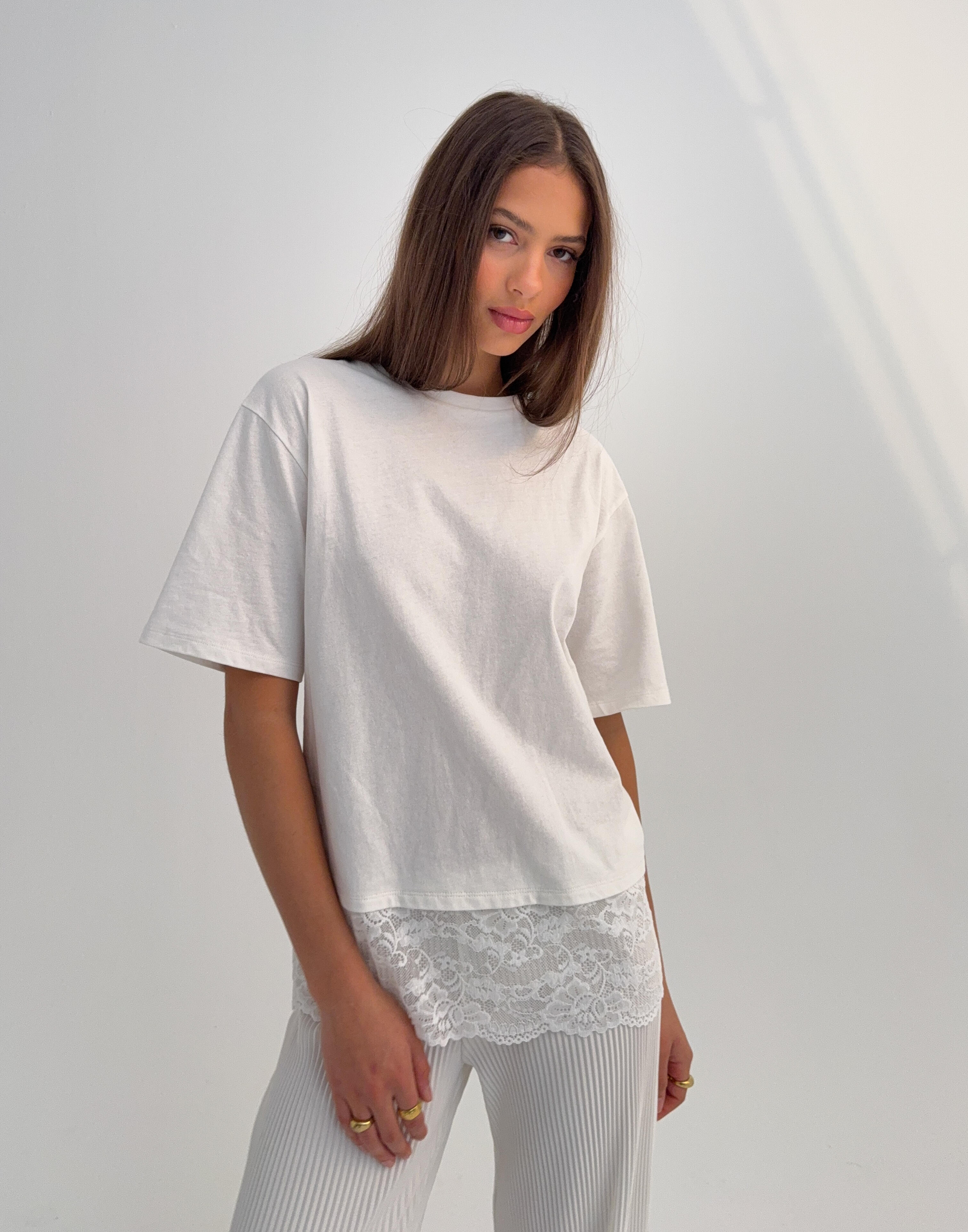Buy Nelly Lace Detail Tee - White | Nelly.com