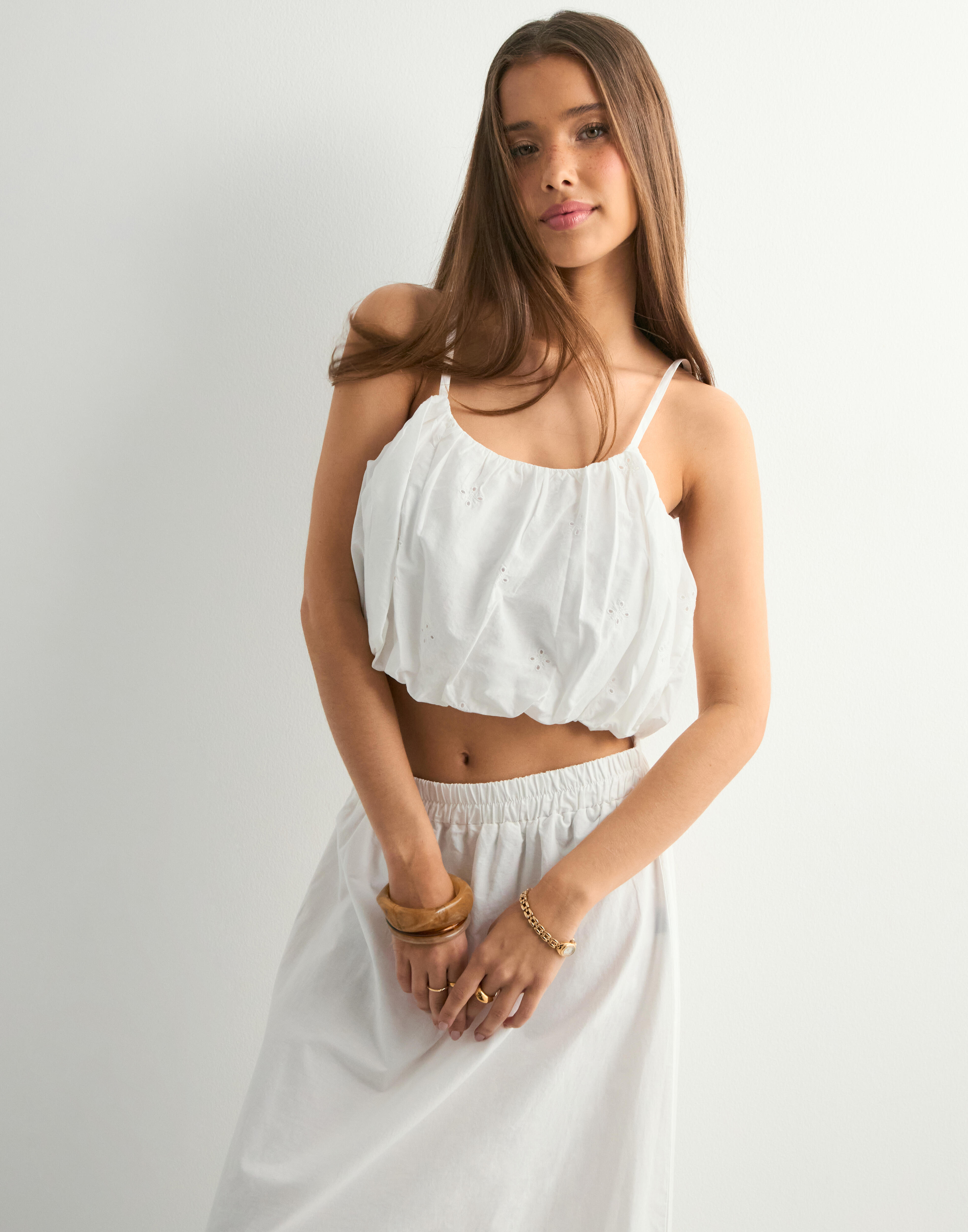 Buy Only ONLLOU LIFE EMB BALOON TOP PTM - Bright White
