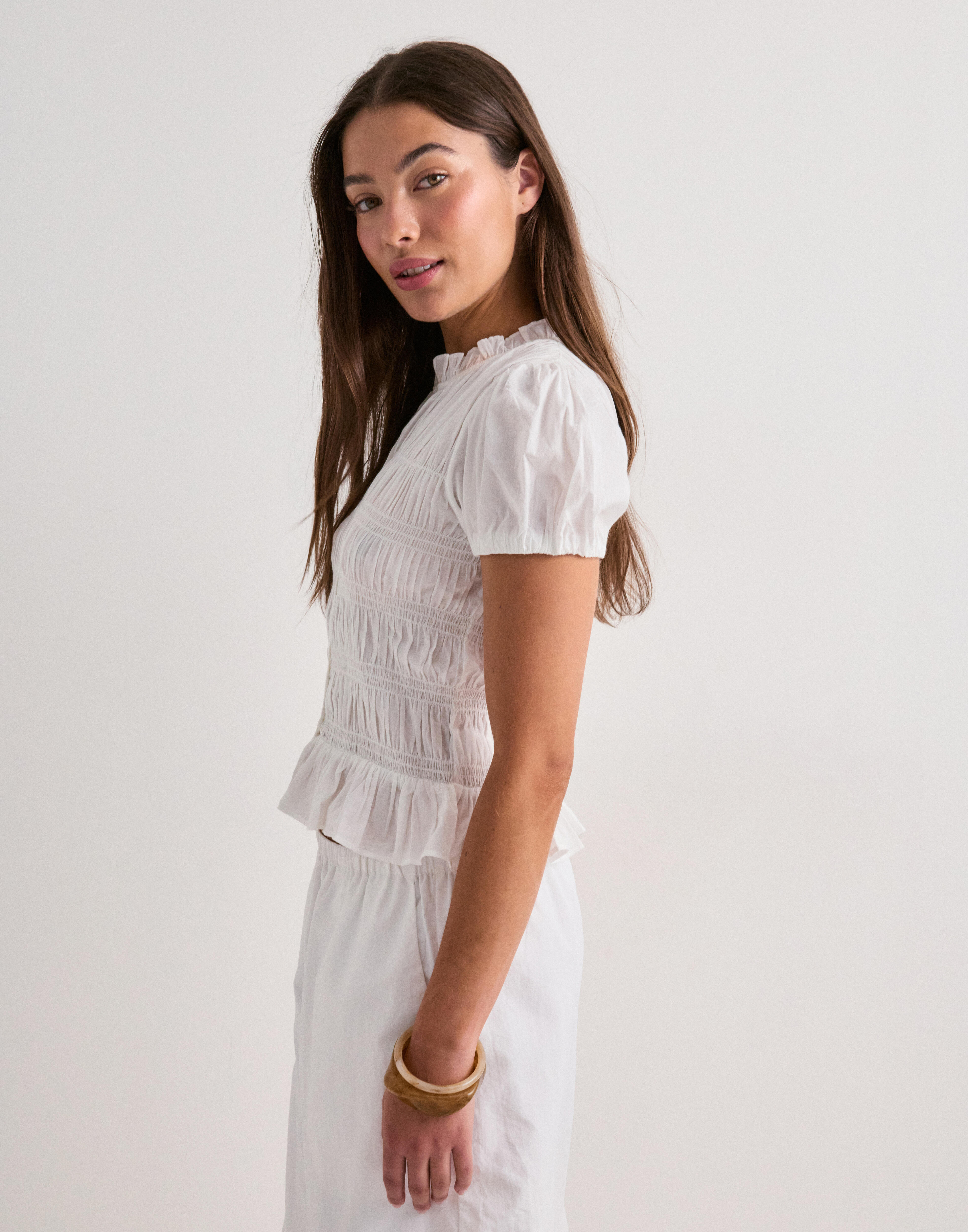 Buy Nelly Puff Sleeve Smock Blouse - White | Nelly.com