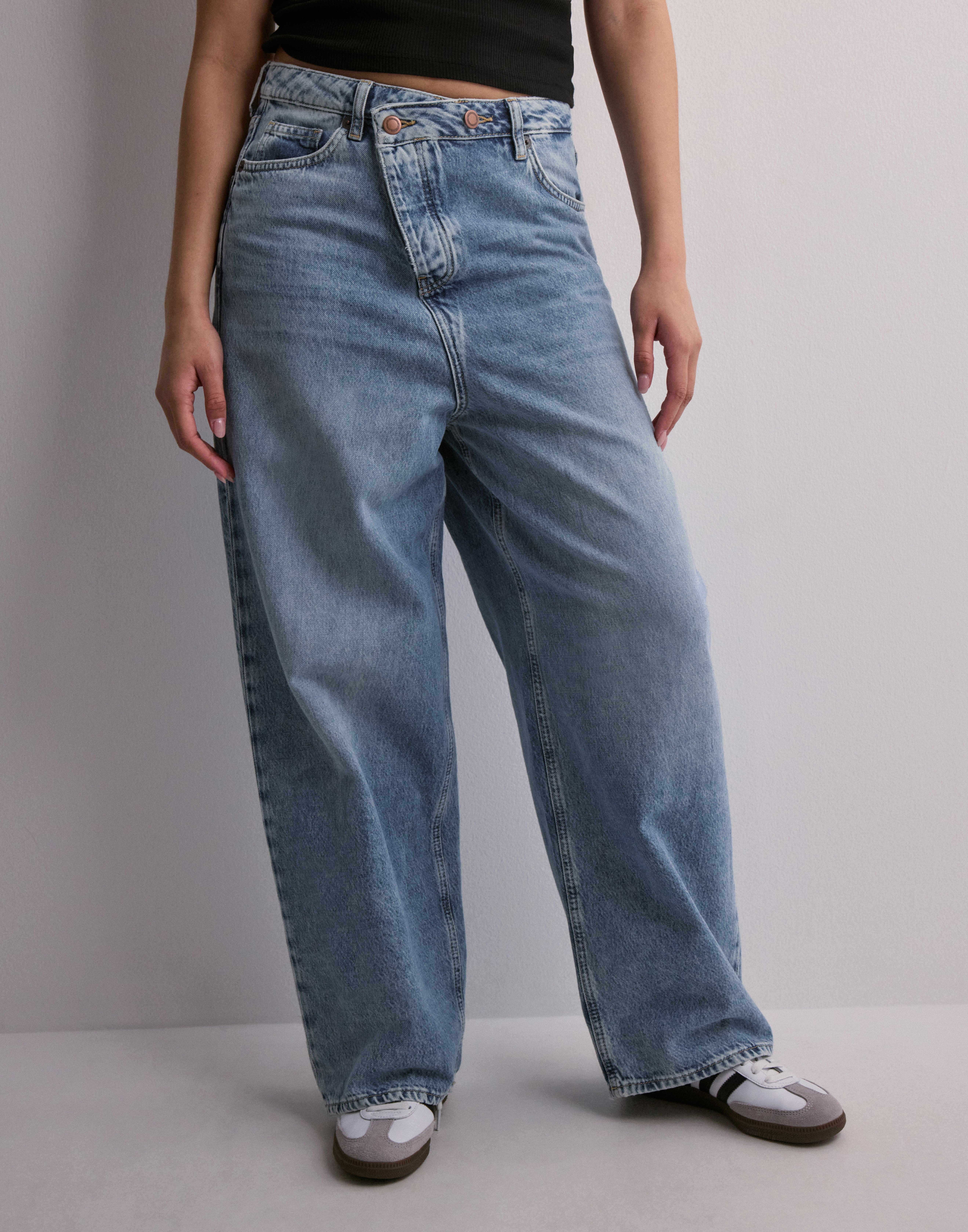 Only - Blå - Onlecho Mw Wide Uneaven Cl Dnm Cro