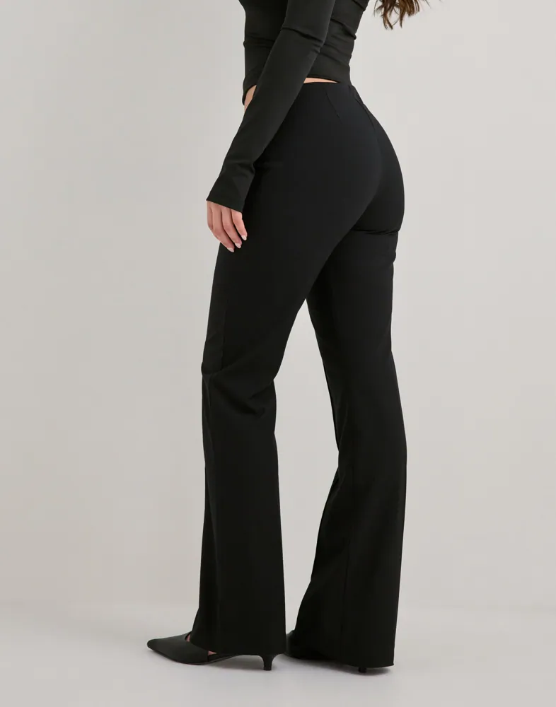 black flared dress pants Black side slit flared dress pants – SouthernPineBoutique main image 0