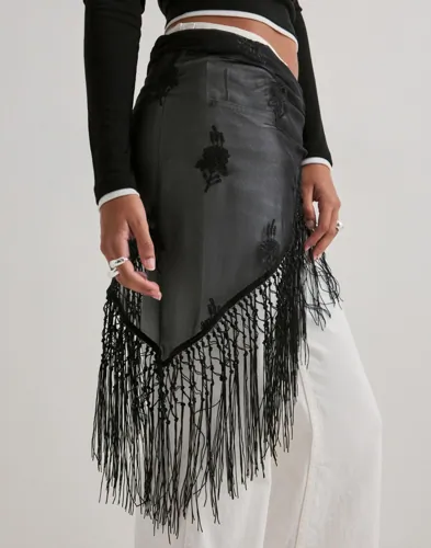 Nelly Overlayer Fringe Skirt jeanskjolar dam – bild 2