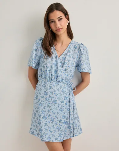 Vero Moda - Blå - Vmjosie Ss Wrap Short Dress Wvn Ga