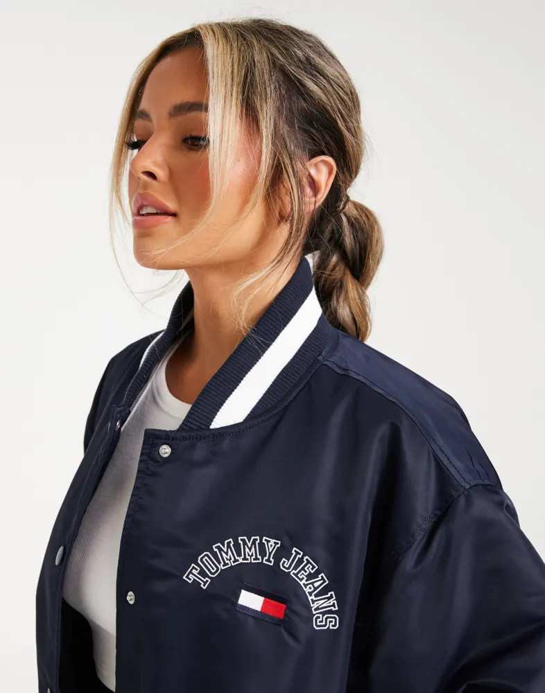 Buy Tommy Jeans TJW GRAPHIC SATIN BOMBER JACKET - Navy | Nelly.com