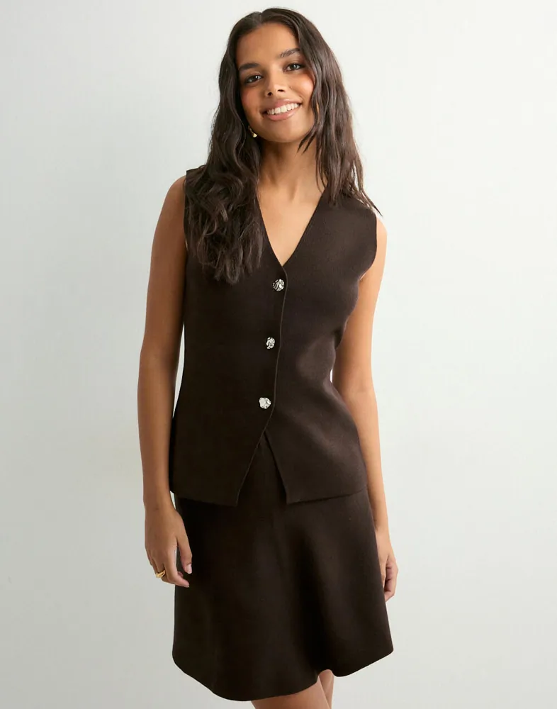 NEO NOIR Sway Smooth Knit Waistcoat västar dam