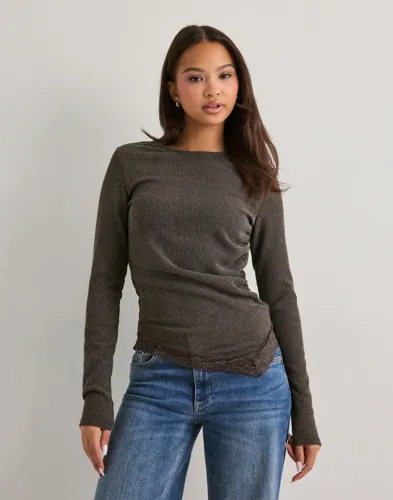 Vero Moda - Brun - Vmluna Ls Asm Lace Detail Top Jrs E