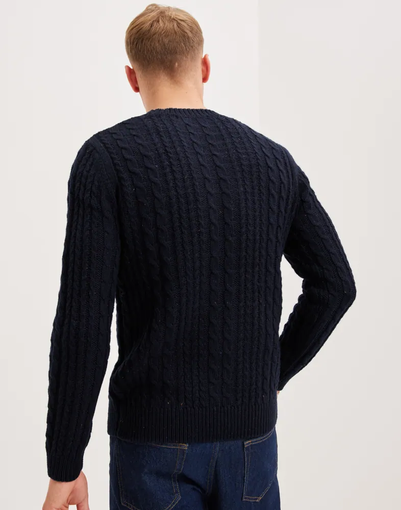 SLHHENRY LS KNIT CABLE CREW NECK W