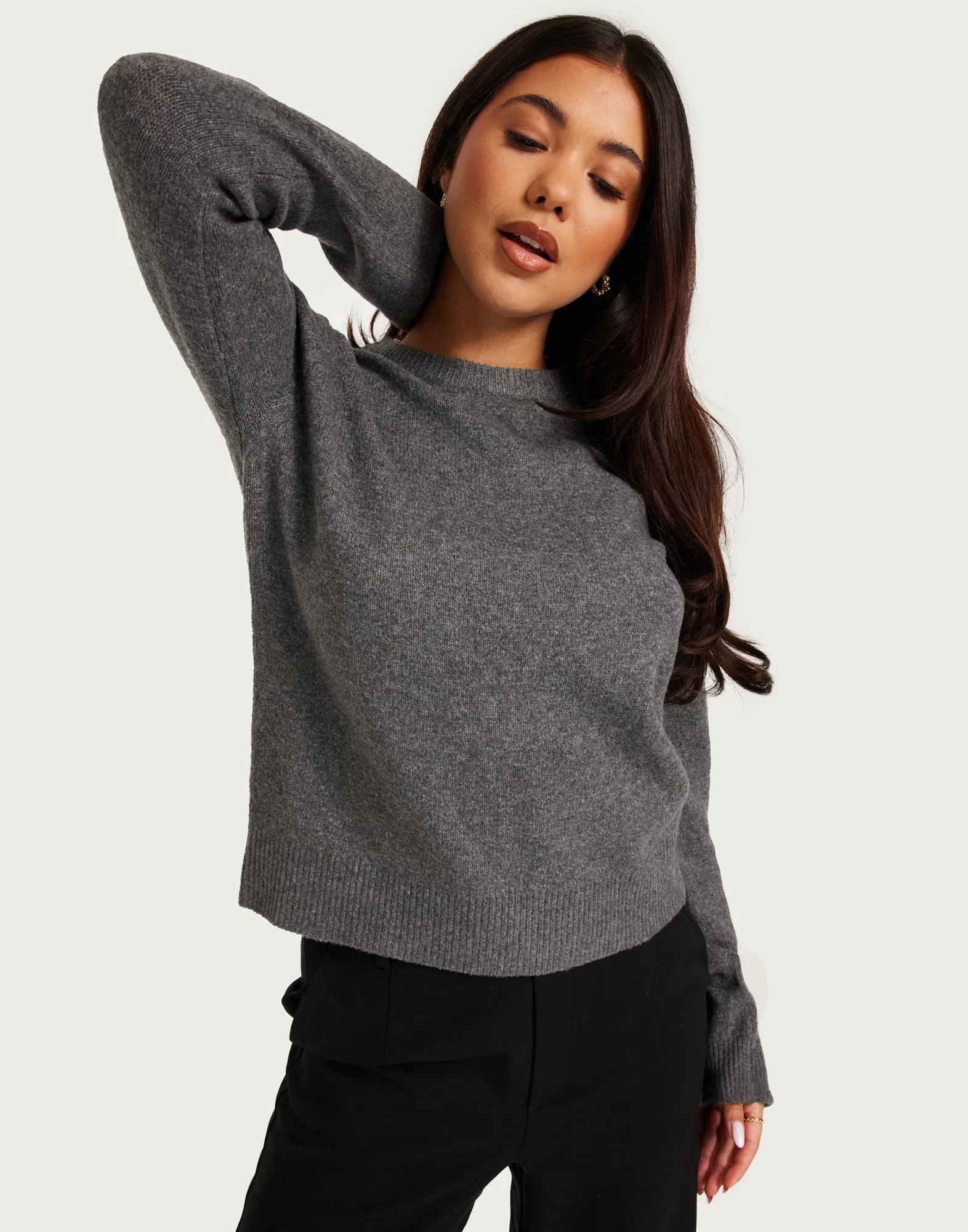Grey Round Neck Teddy Sweatshirt - Delsie main image 1