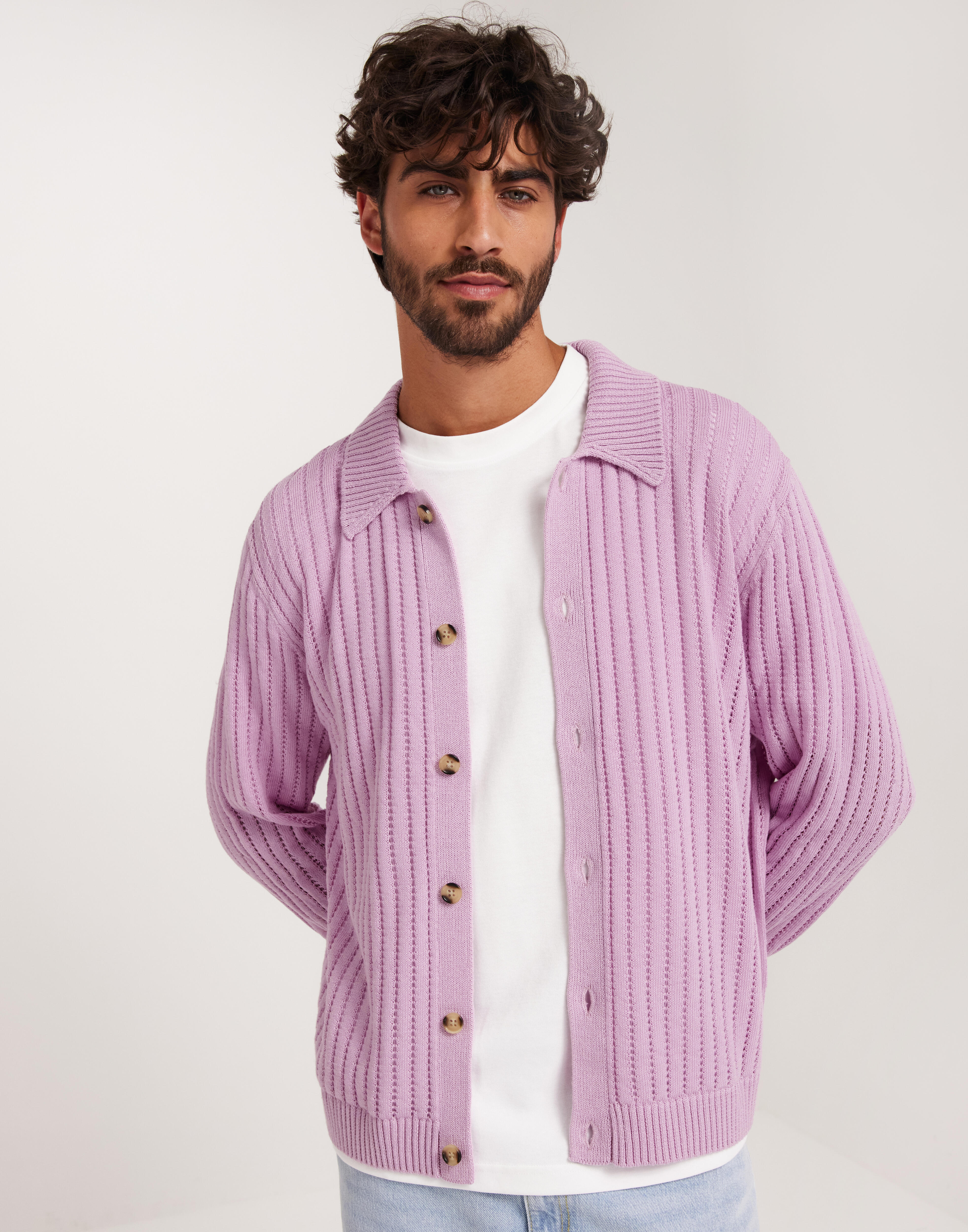 Buy J Lindeberg Edmondo Collar Cardigan - Pink Lavender | NLYMAN
