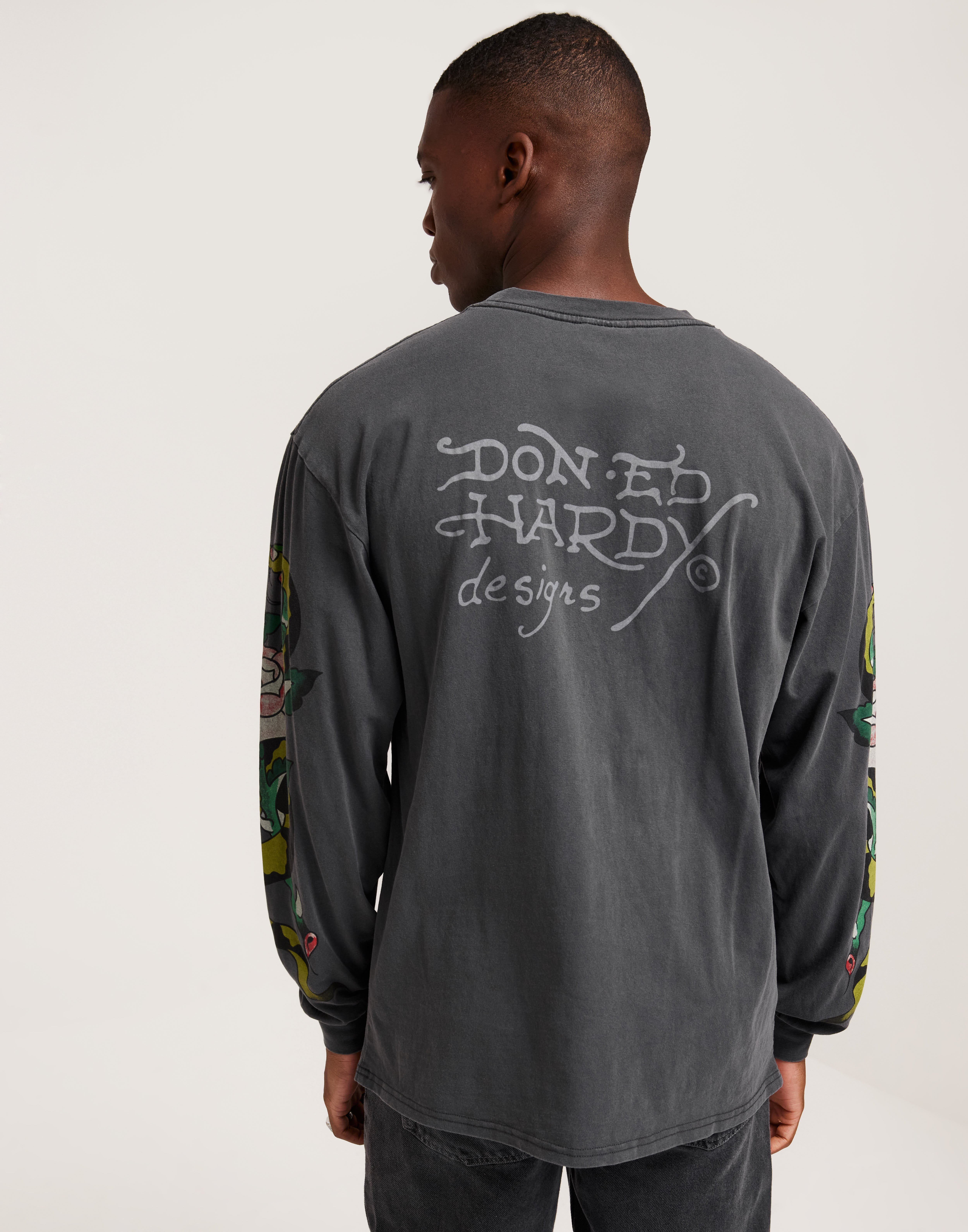 Buy Ed Hardy TRUE-TILL-ROSE-SNAKE LONGSLEEVE TEE - Washed Black