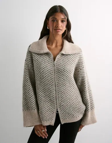 Pieces - Beige - Pcmordic Ls Looose Knit Cardigan Bc