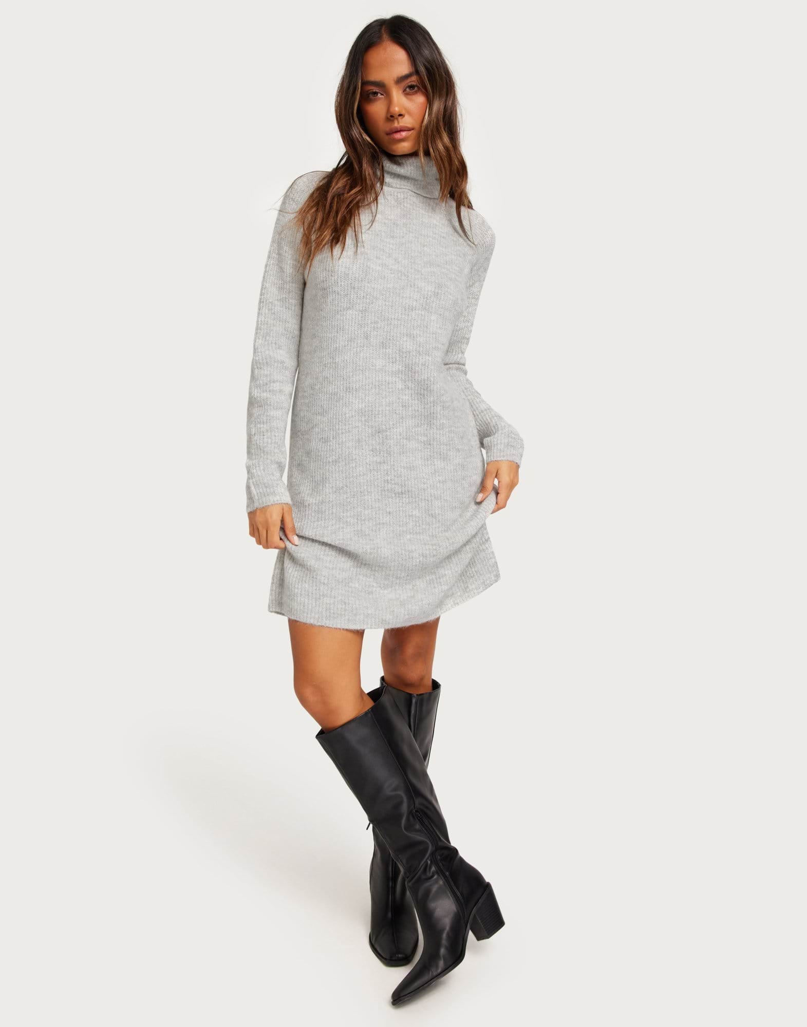 PCELLEN LS HIGH NECK KNIT DRESS NOO