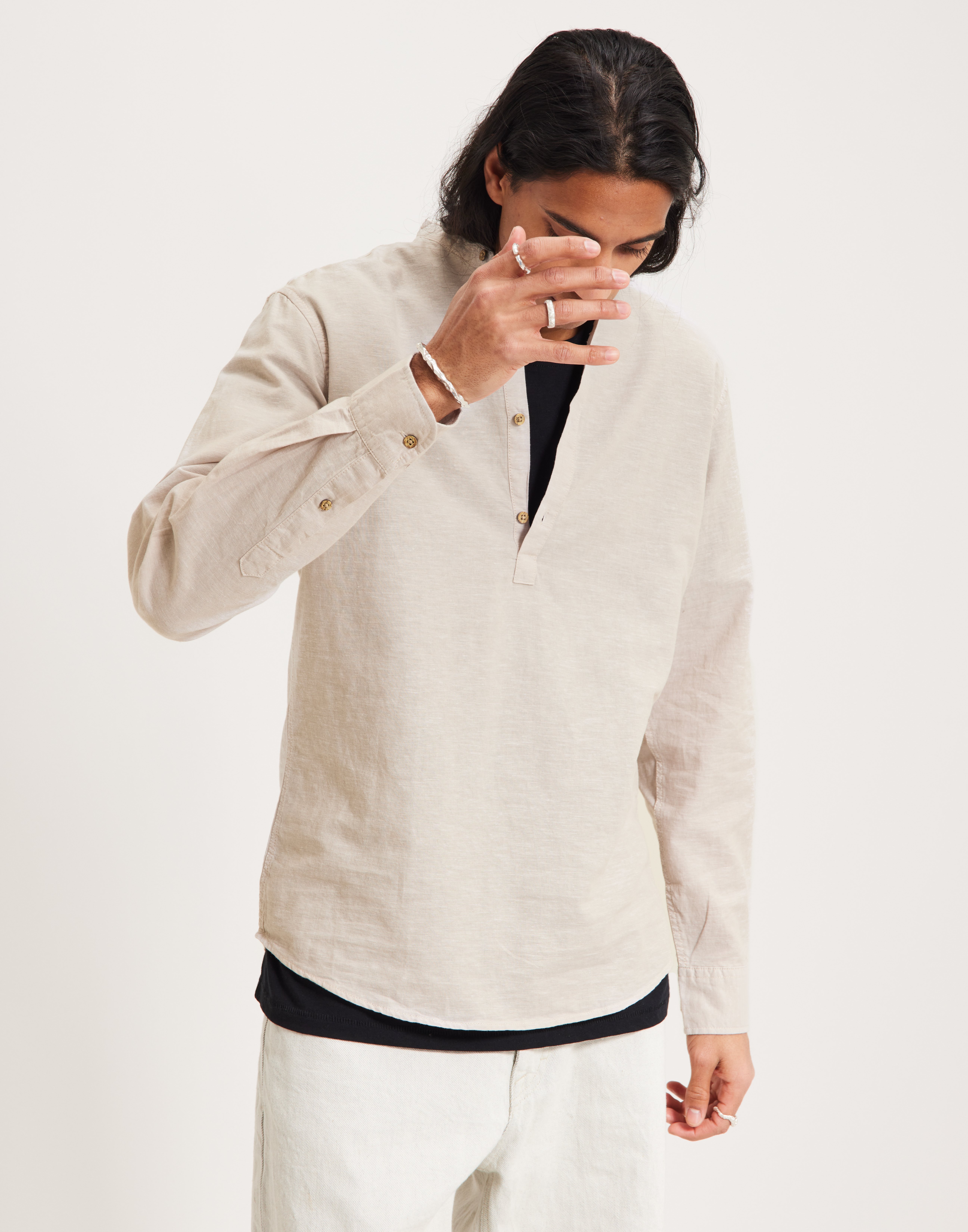 s... Half Placket Shirt Chinese Collar Slim Fit Shirts Buy Jack Jones